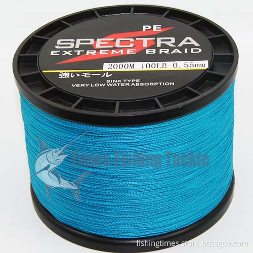 4 Strand 2000m 100lb 0.55mm Blue Braid Fishing Line